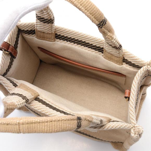 Celine Small Cabas Small Hippo Tice Tote Bag Canvas Beige Ivory White Black - Picture 3 of 4